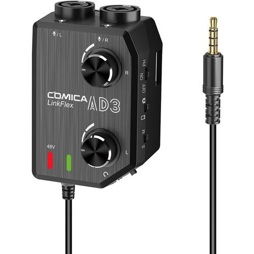 Mezclador de audio de doble canal  Comica Audio LINKFLEX AD3 para cámara y teléfono inteligente