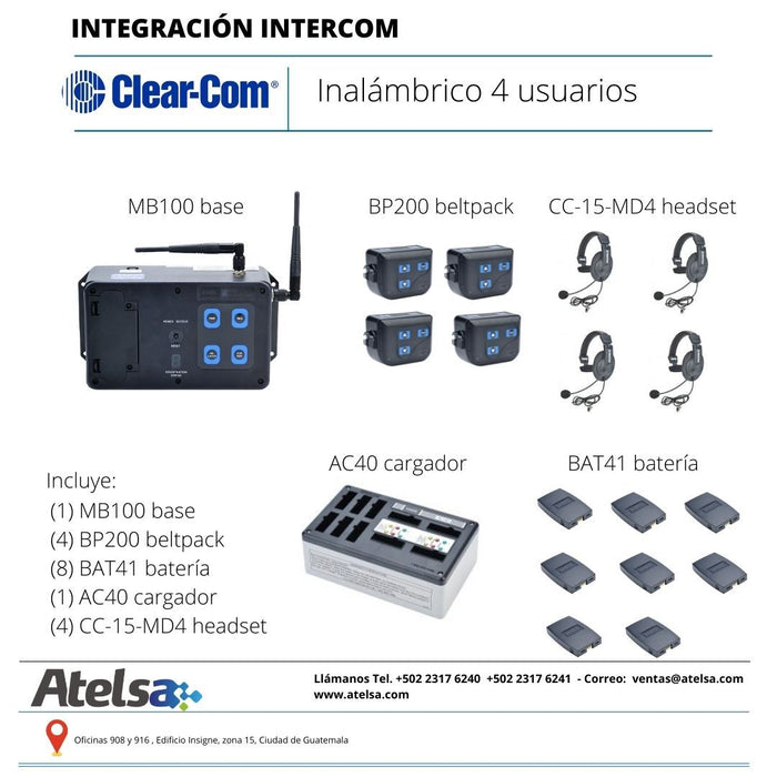 Integración Intercom Clear-com 4 usuarios